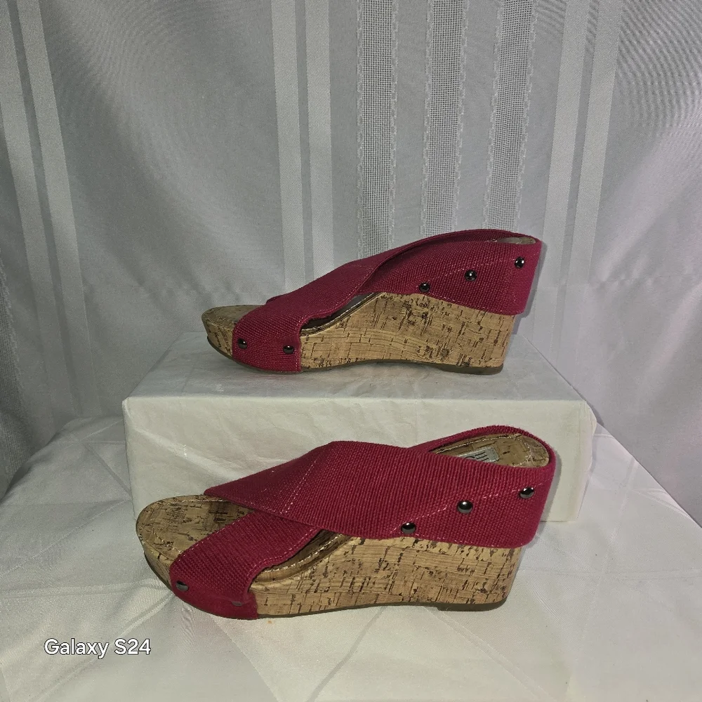 Esprit Women's Cork Wedge Sandals, Size 7.5 M Raspberry Pink - Picture 7 of 15